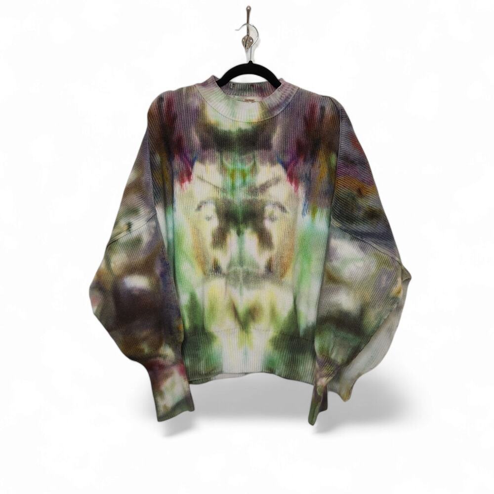 Free People Oversized Sweater Custom Ice Tie Dye Art Nature Small Crop